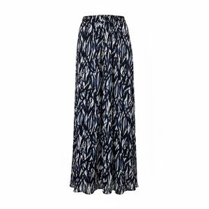 H&M Navy & White Abstract Print Maxi Skirt with Drawstring – Size 10